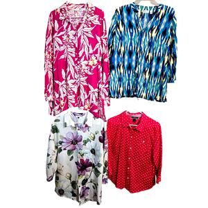Women's Large 12 14 Tops Shirts Blouses Wholesale Bulk Lot of 4 L